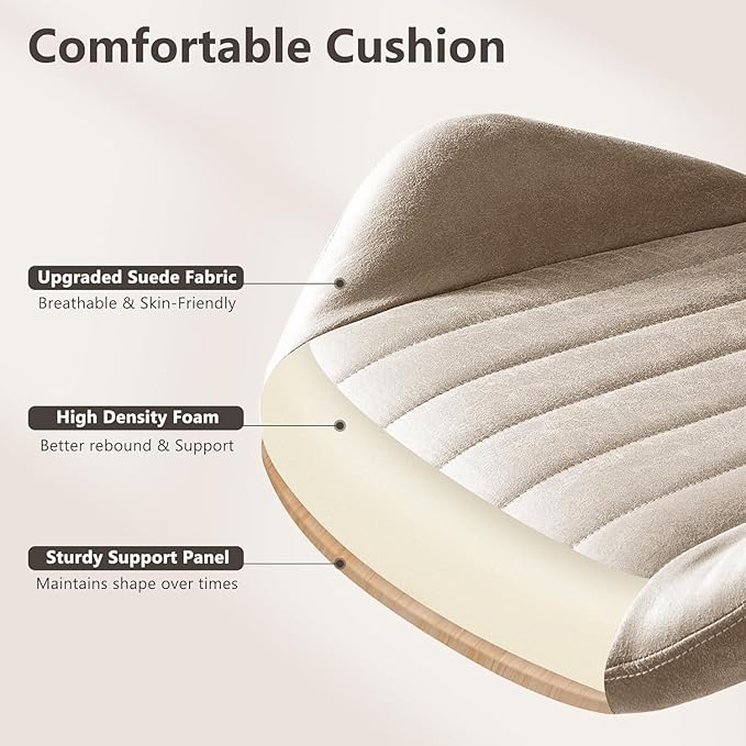 Mid Century Modren Office Chair - Swivel Executive Chair with Lumbar Support, Mid Back Ergonomic Computer Desk Chair with Wheels,Faux Lether Suede Task Chair,350lbs (Beige, Mid Back)-DeskLoop Office