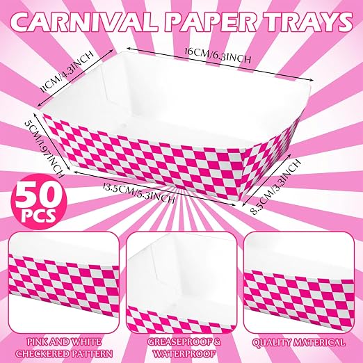 Geosar 100 Pcs Gingham Party Supply Disposable Paper Food Tray Bulk Disposable - Image 2