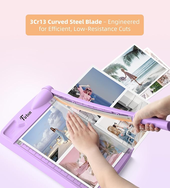 Firbon 12" Guillotine Paper Cutter, Heavy Duty 12-Sheet Capacity Trimmer for Cardstock, Photos, Scrapbooking, Office, Classroom, Studio (Purple)-DeskLoop Office