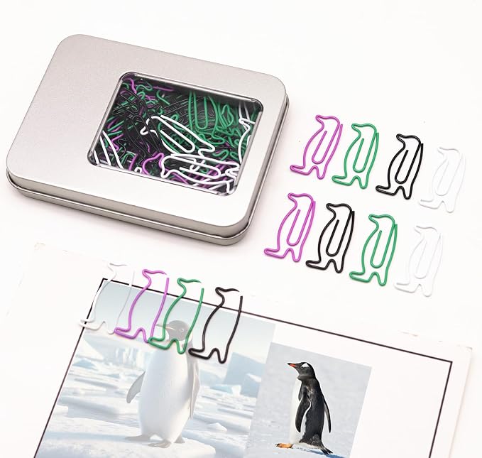 60 Pcs Penguin Paper Clips Mixed Color, Cute Penguin Gifts - Image 5