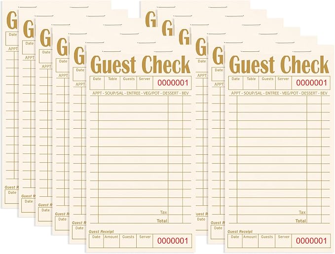 Guest Checks Books for Servers, Server Note Pads, 12 Pack, Natural Color Paper by ZPARIK