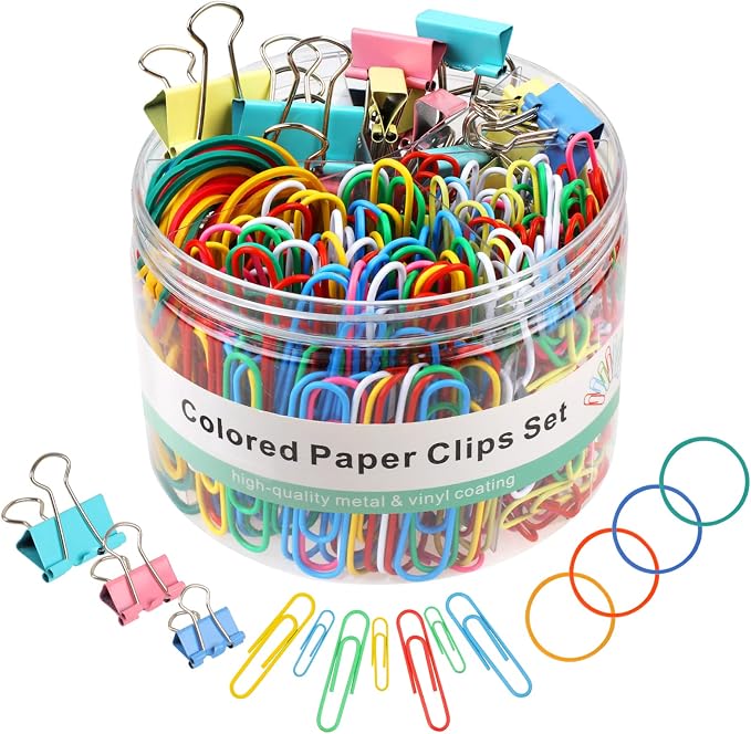 300 Pcs Binder Clips, Rubber Bands, Office Set, Paper Clips, School & Teacher by Joyberg