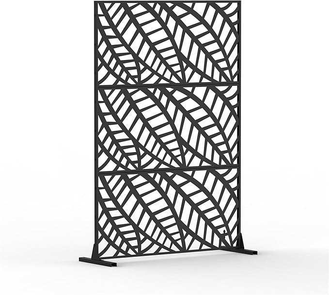 NicBex Room Divider 1 Panel Room Dividers with Leaf Pattern Design Partition Room Dividers and Metal Privacy Screens Wall Divider for Outdoor, Room Separation,48.31" W x 15.75" D x 70.75" H, Black-DeskLoop Office