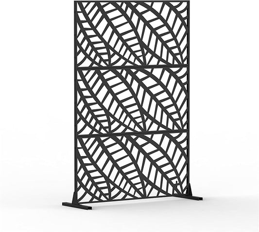 NicBex Room Divider 1 Panel Room Dividers with Leaf Pattern Design Partition Room Dividers and Metal Privacy Screens Wall Divider for Outdoor, Room Separation,48.31" W x 15.75" D x 70.75" H, Black-DeskLoop Office