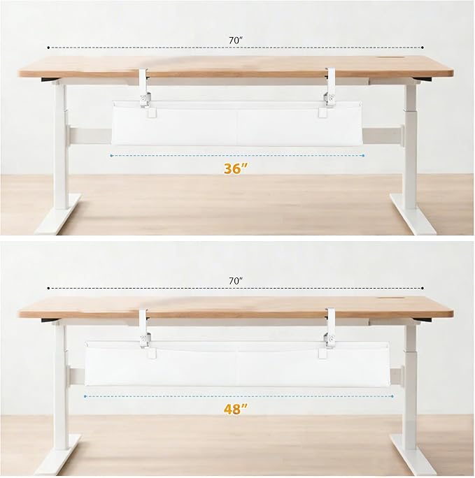 Oxford Cloth Under Desk Cable Management Tray, No-Drill 36" Desk Cable - Image 5