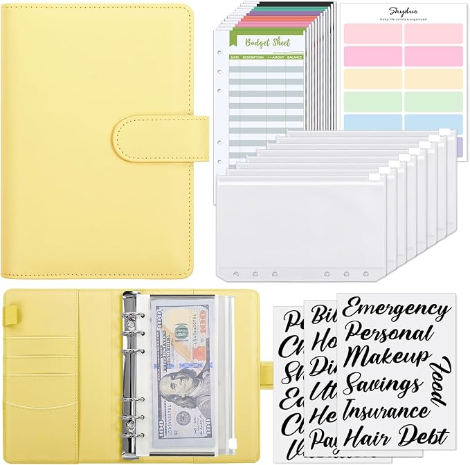SKYDUE Budget Binder with 8pcs Zipper Envelopes, Money Organizer by SKYDUE