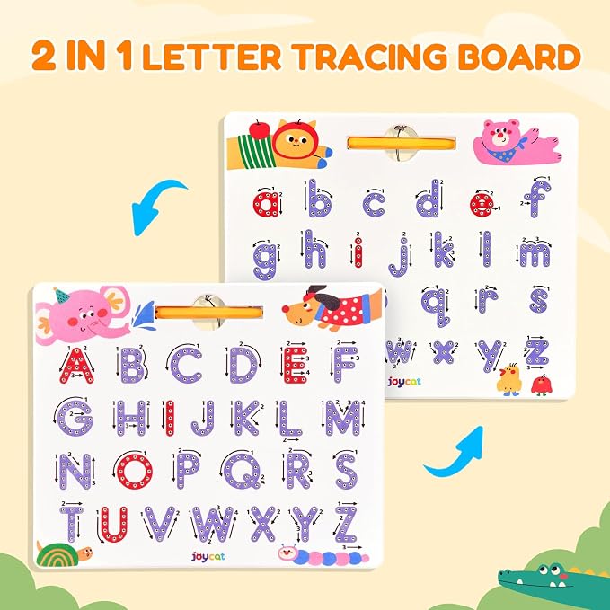 JoyCat Magnetic Animal Letter Tracing Board, Double-Sided ABC Magnets - Image 2