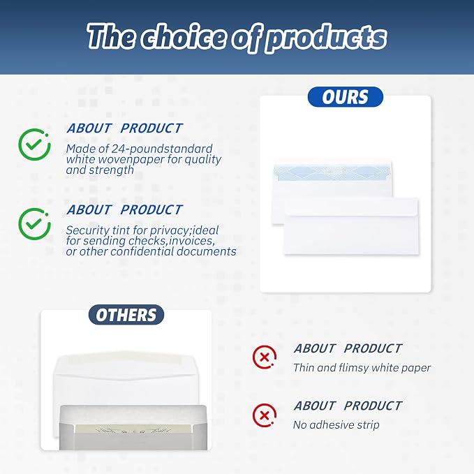 Yeplan 500PCS #10 Envelopes Letter Size Self Seal Business Envelopes No Window - Image 3