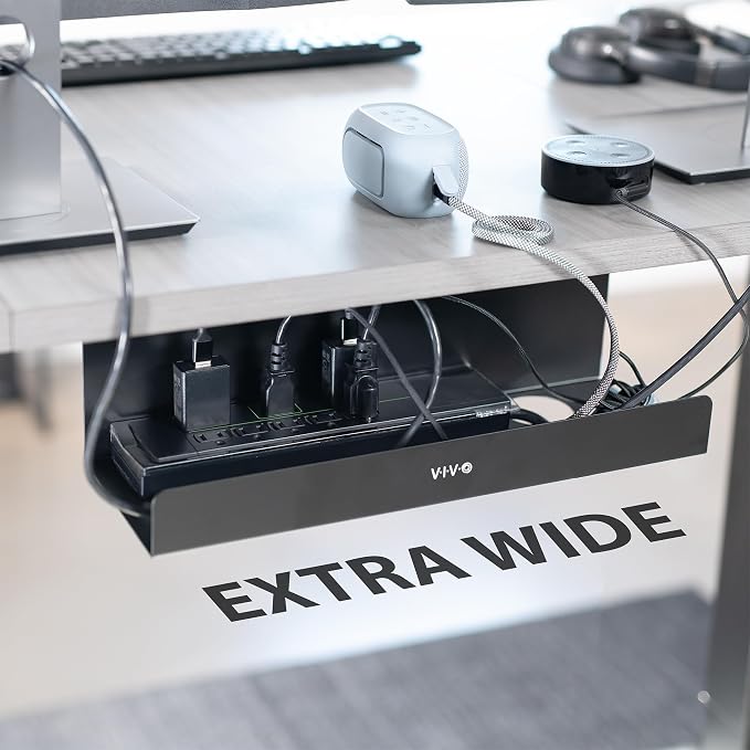 VIVO Under Desk 17 inch Extra Deep Cable Management Tray, Power Strip Holder - Image 2