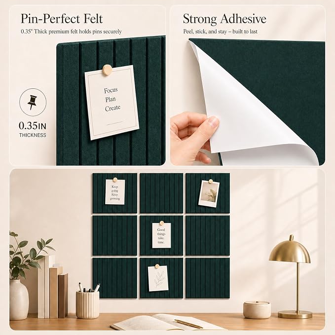 Stripe Felt Bulletin Board Tiles, Cork Board Alternative 48 x 36 in | 0.35 in - Image 3