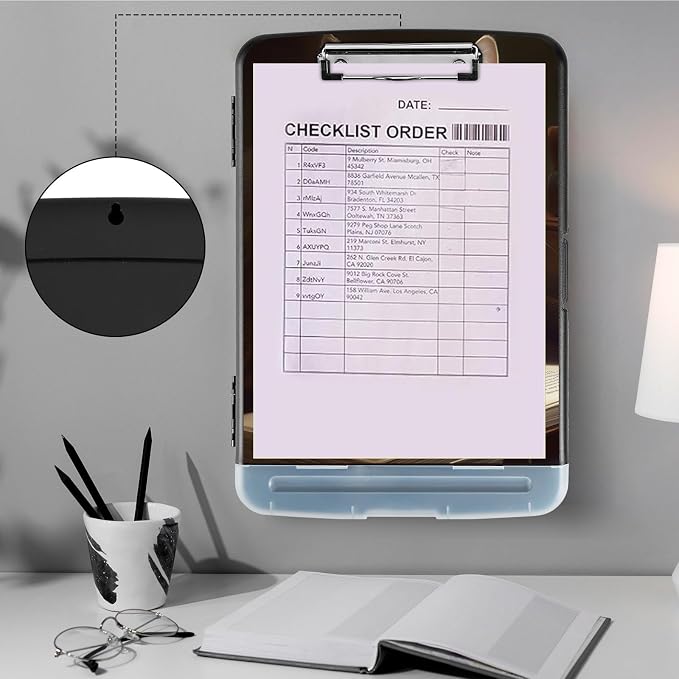 Clipboard with Storage, Storage Clipboard with Pen Holder, Heavy Duty Plastic - Image 4