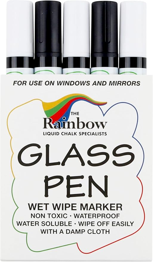 Glass Pen Window Marker: Liquid Chalk Pens for Glass, Whiteboard Markers with Washable Paint - Graduation, Car Windows, Mirror, Storefront, Wedding, Party & Holiday (5 Pens - Black & White - Fine Tip)-DeskLoop Office