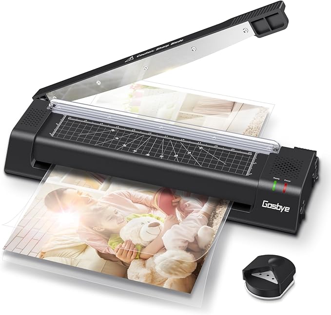 Laminator Machine, 13-Inch Thermal Laminator with Steel Paper Cutter, 13 Laminating Pouches, Corner Rounder, Jam Release Button for Home, Office, School, Teachers, Personal Use, Black-DeskLoop Office