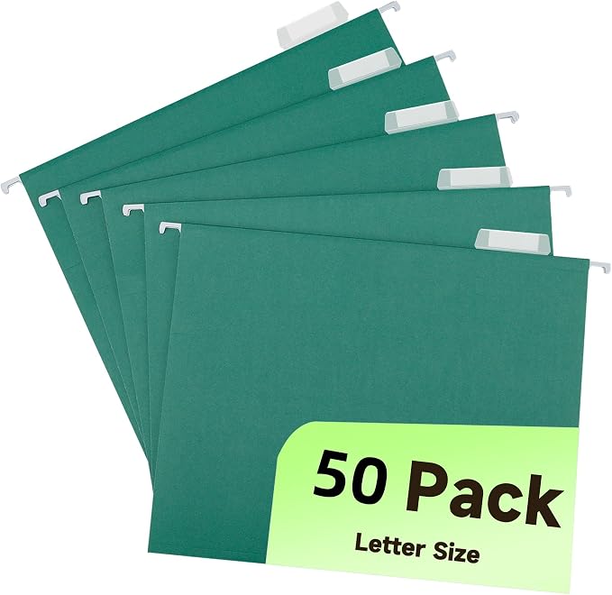 pmybupo Hanging File Folders 50 Pack – Green Hanging File Folders Letter Size by pmybupo