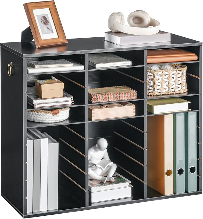 HOOBRO Literature Organizer, 27 Compartments Wooden Mail Organizer, Countertop - Image 9