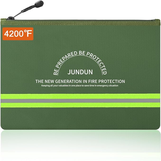 JUNDUN Fireproof Document Bag, 14.2”x 10.0”Waterproof and Fireproof Money Bag by JUNDUN