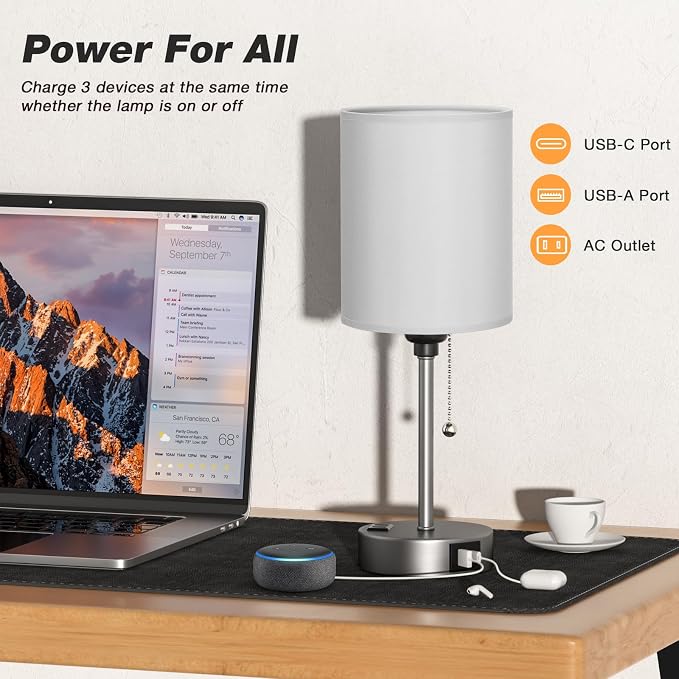 Dicoool Grey Bedroom Lamp for Nightstand - Image 3