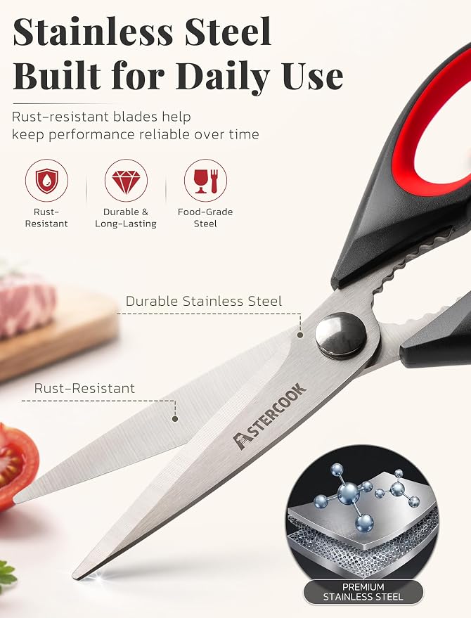 Astercook Kitchen Scissors 3 Pack, Heavy Duty All Purpose Kitchen Shears - Image 3