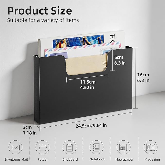 Marbrasse 2p Magnetic File Holder, Magnetic Hanging Wall File Organizer - Image 2