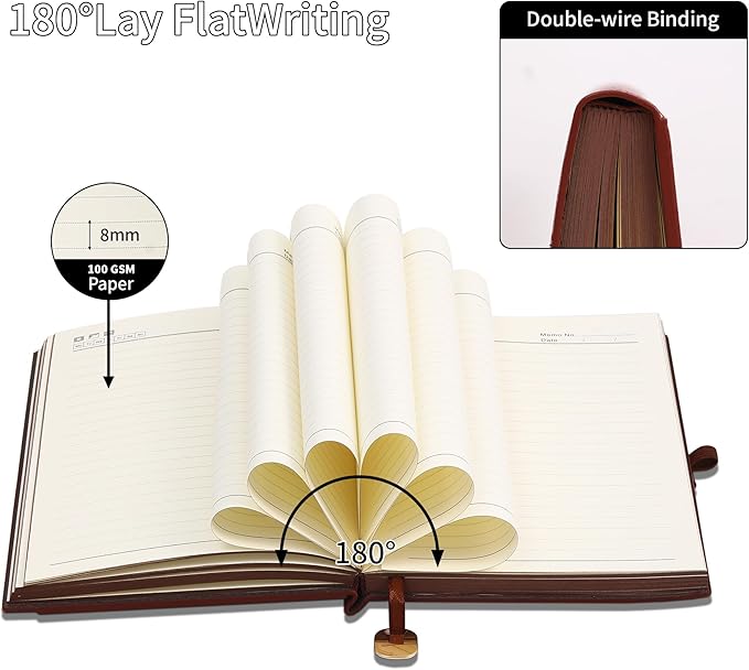 Textured Hardcover Lined Journal for Women Men Magnetic Buckle A5 Leather Journal Notebook with Gift Box 300 Pages 67 lb./100 gsm Paper College Ruled Journaling Notebook for Writing Work School Daily Diary-DeskLoop Office