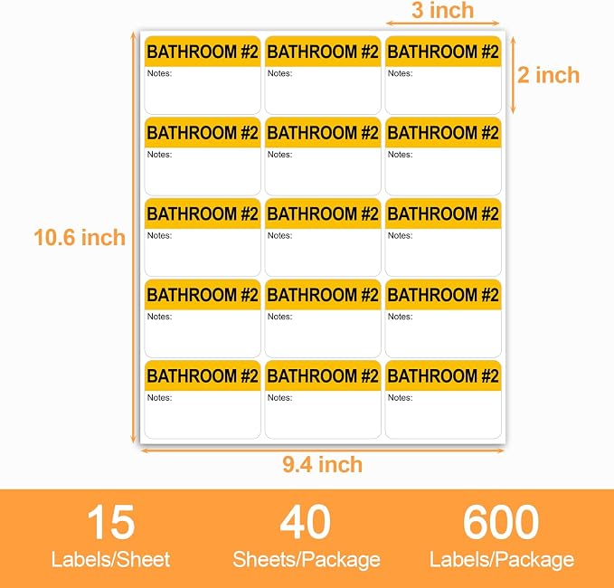 600 Writable Stickers 2” x 3” Each, 20 Designs Pre-Printed Color-Coded Home - Image 2