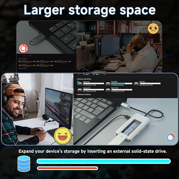 WAVLINK USB-C Hub, 10Gbps USB-C Hub with M.2 PCIe/SATA SSD Port, HDMI, 100W PD, USB-A&C 3.2/2.0, SD&TF Compatible with MacBook/Chromebook/Dell/HP/Lenovo-DeskLoop Office