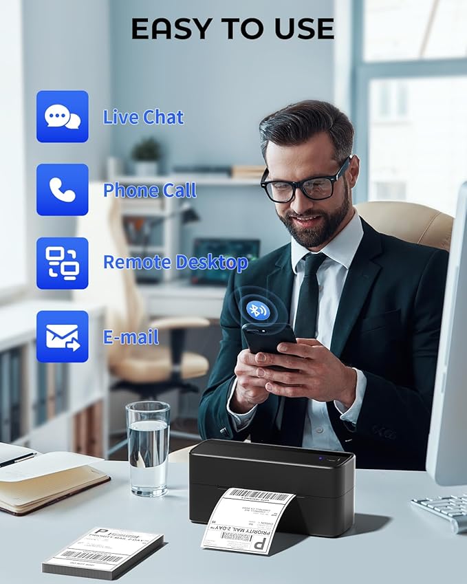 Phomemo Label Printer, 4x6 Shipping Label Printers for Small Business, Wireless Thermal Printer Compatible with Android&iOS, Windows, Chrome, Bluetooth Printers Used for Amazon, Ebay, Shopify, USPS-DeskLoop Office