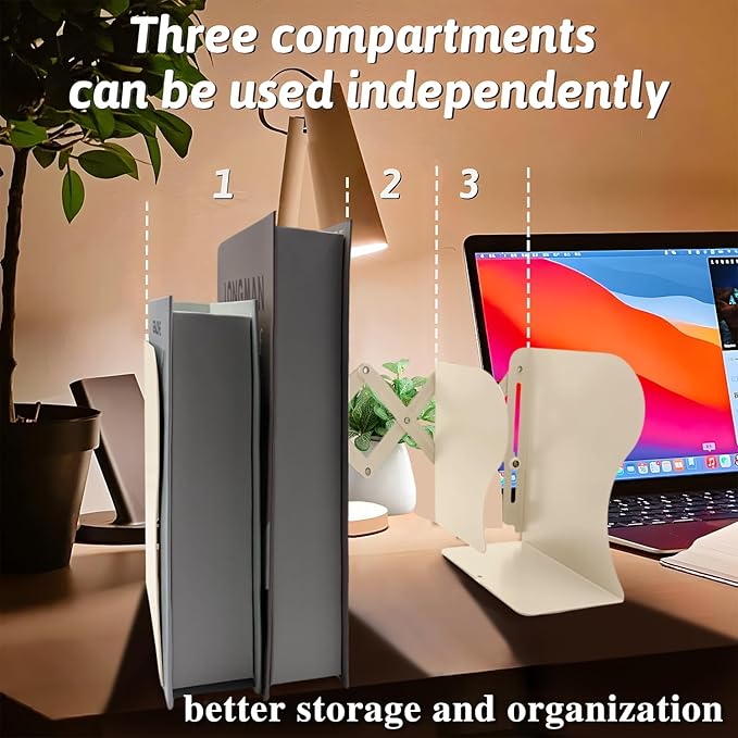 Adjustable Bookends Non Skid Decorative Bookends, Metal Bookend - Image 4