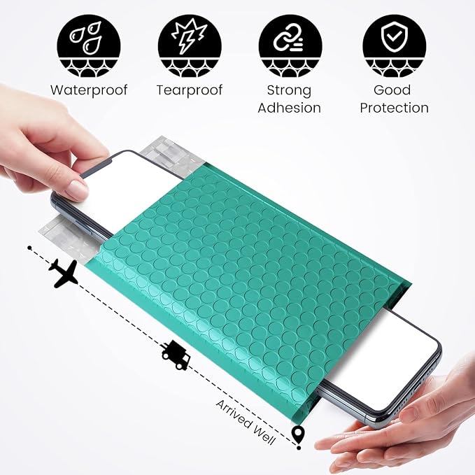 Fuxury Teal Bubble Mailers 4x8" 4000 Pack, Waterproof Padded Envelopes Self - Image 7