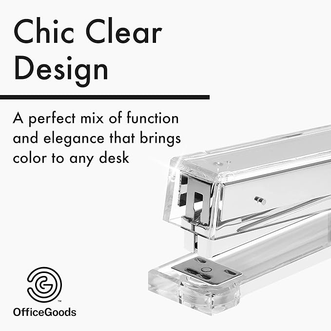 OfficeGoods Acrylic Stapler – Aesthetic & Durable Silver Desk Staple - Image 2