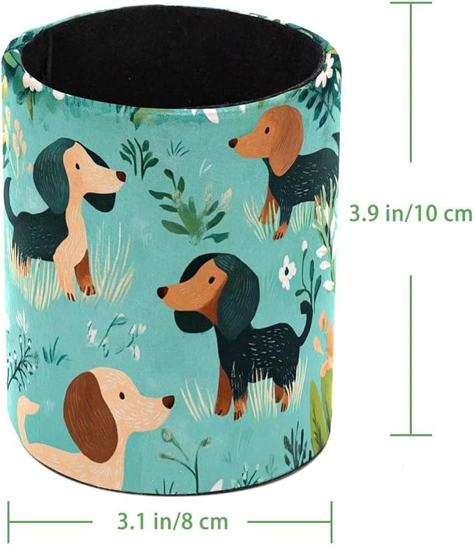 Leather Pen Holder for Desk, Cartoon Sausage Dog Pencil Cup Desktop Organizer - Image 4