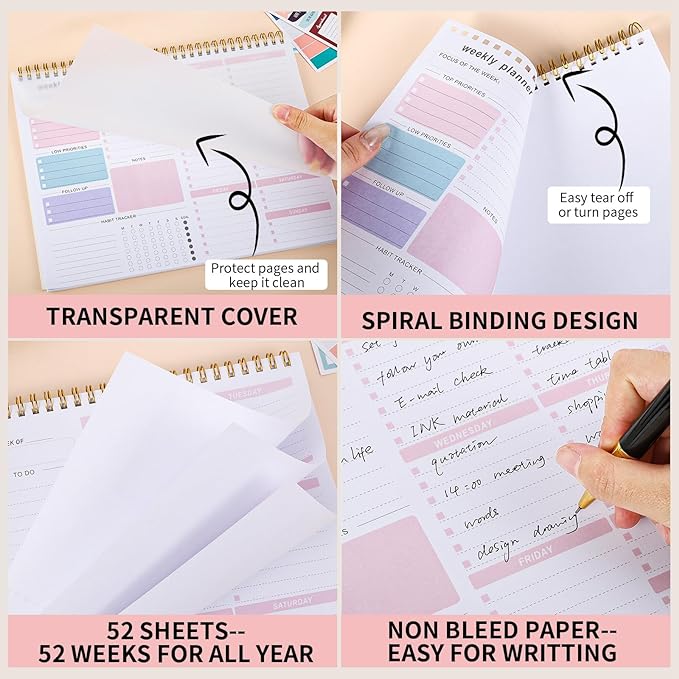 Weekly To Do List Notepad, 8.5''x11'' Weekly Desk Planner - Image 4