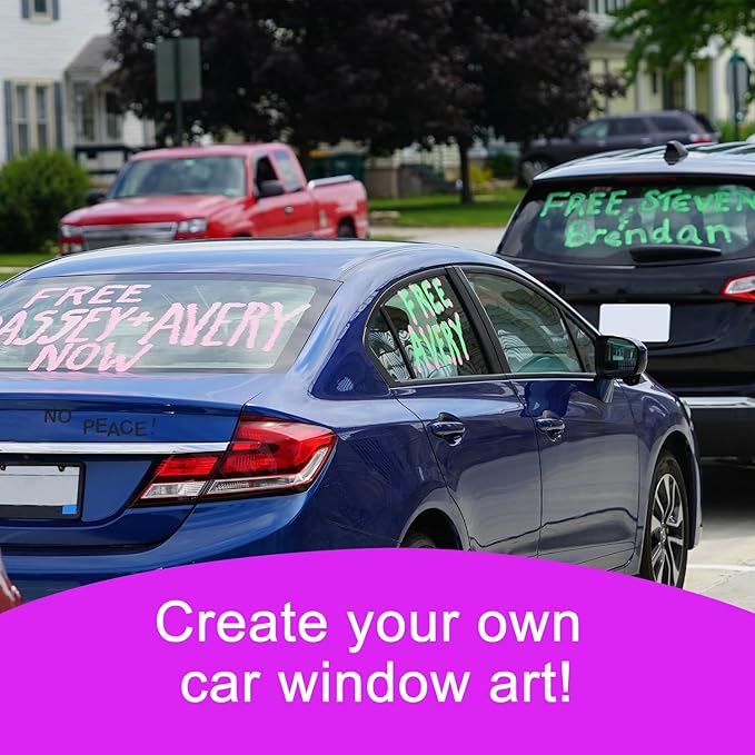 12 Colors Washable Window Markers for Cars, 15mm Jumbo Liquid Chalk Markers, 3 in 1 Nib, Metallic & Neon Paint Glass Pen for Auto, Chalkboard, Blackboard, Bistro, Menus and Any Non-Porous Surface-DeskLoop Office