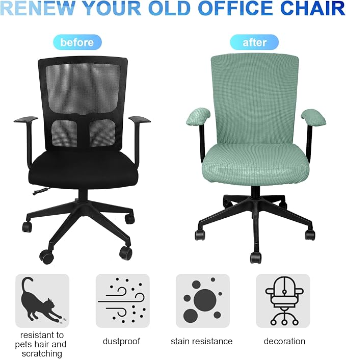 Tallew 4 Pcs Office Chair Covers Set Computer Universal Protective Stretchable - Image 3