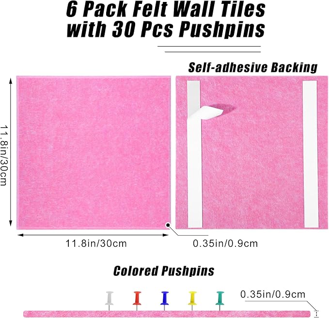 Large Cork Board 36" x 24", 6 Pack Felt Bulletin Board - Image 3