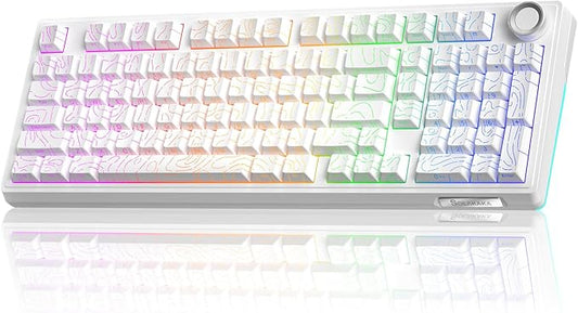 KI99 Pro 96% Wireless Mechanical Keyboard, RGB Gaming Keyboard, Hot-Swappable Pre-Lubed Switches, Gasket Structure Creamy Keyboards for Gamer/PC/Laptop (White)-DeskLoop Office