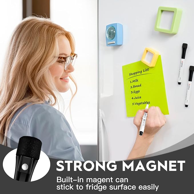 Comix Magnetic Dry Erase Markers, Fine Tip Black Whiteboard Markers - Image 4