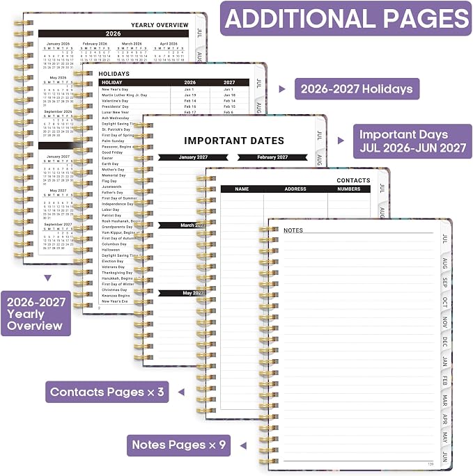 Academic Planner 2026-2027, Weekly and Monthly Calendar Book, July 2026 – June - Image 4