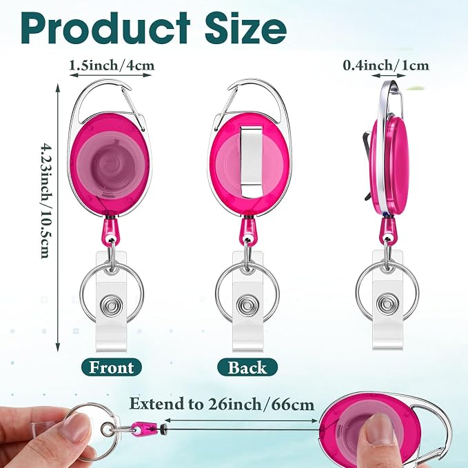 Honoson 30 Pcs Heavy Duty Retractable Badge Reels Batch ID Badge Holder - Image 2