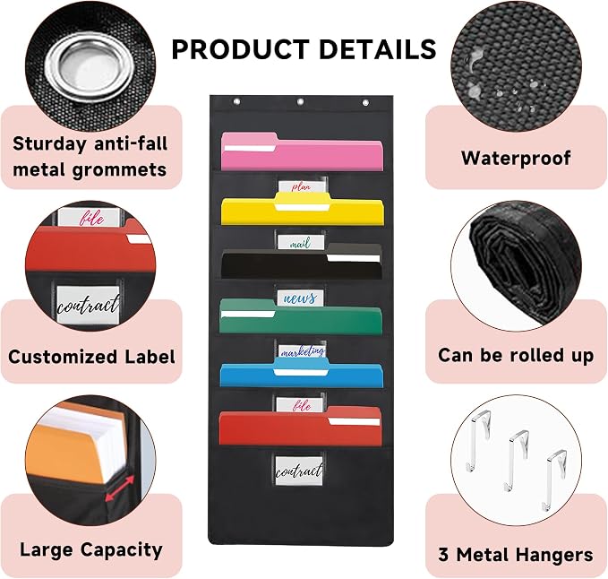 Black Hanging Wall File Organizer - Image 3