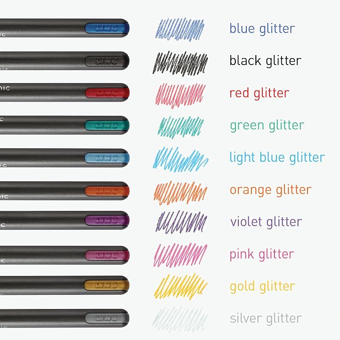 Pentonic Glitter Gel Pens, 10 Assorted Colors, 1.0 mm Bold Point, Smooth Writing - Image 4