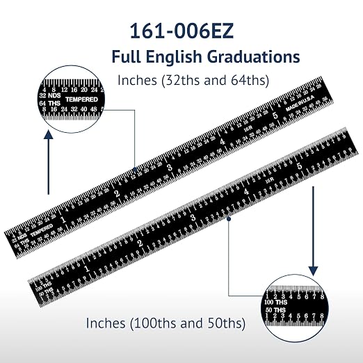 PEC Tools Stainless Steel Ruler Set, High-Contrast Machinist Ruler - Image 6