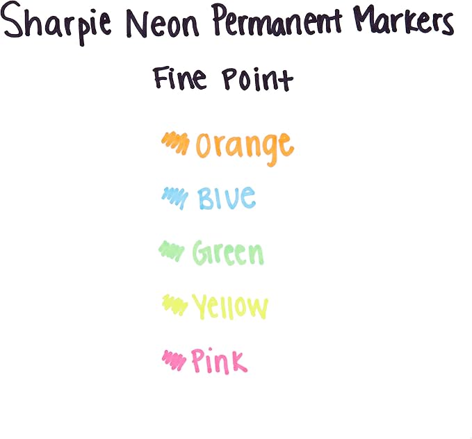 Sharpie 1874447 Neon Permanent Markers, Fine Point - Image 4