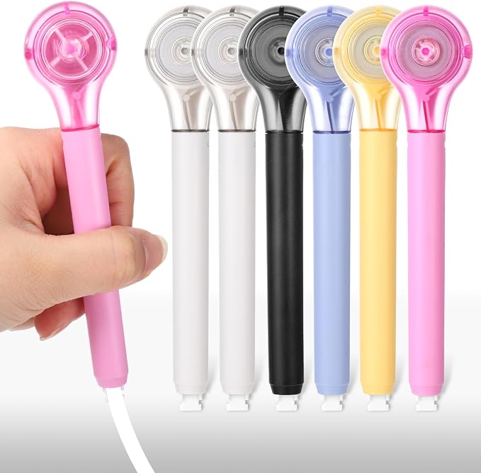 6 Pcs Correction Tape Pen Push-pull Protective Cover Comfortable Pen Shape by Unknown