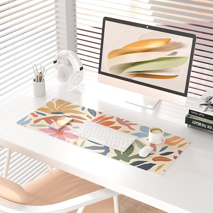 Colorful Star Abstract Floral Large Mouse Pad, Waterproof Office Desk Mat - Image 2