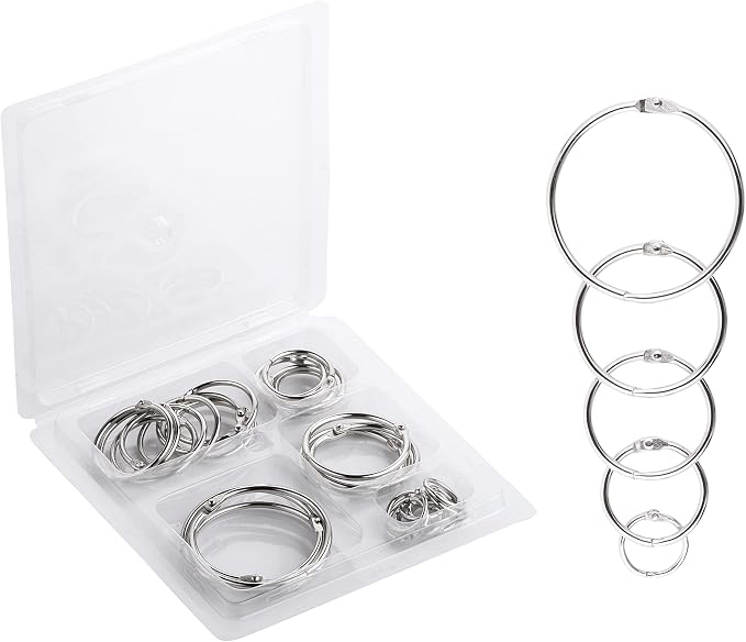 Mr. Pen- Loose Leaf Binder Book Rings, 5 Assorted Sizes, 36 Pack, Metal Binder by MrPen