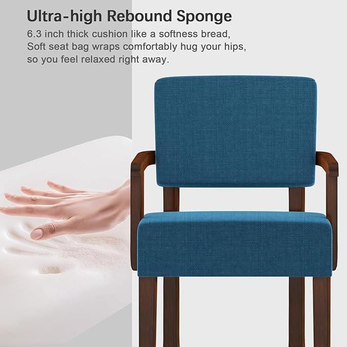 Accent Chair with Wood Frame, Arm Chairs Oversize with Soft Seat and Armrests for Living, Dining, Bed, Reading, and Waiting Rooms-DeskLoop Office