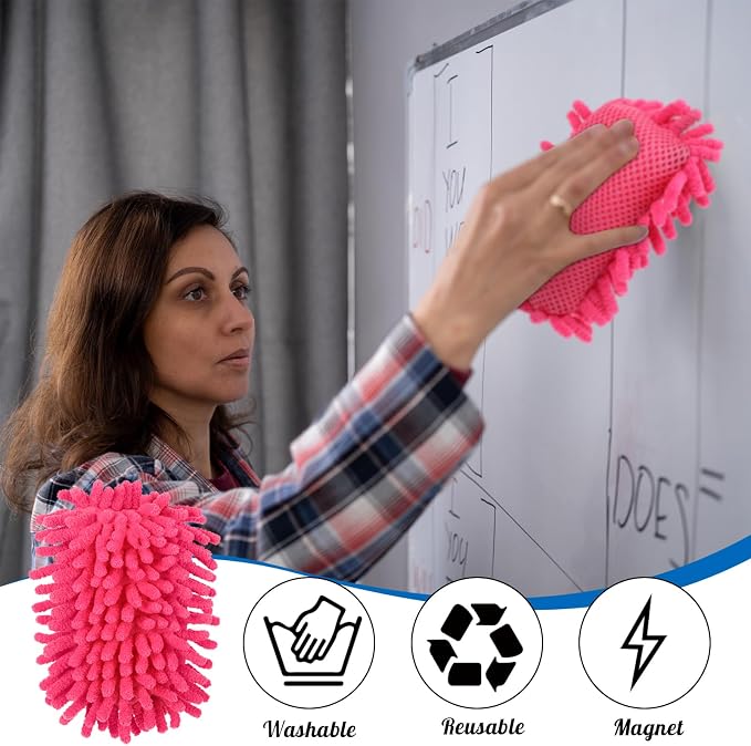 Sherr 18 Pcs Microfiber Shag Magnetic Dry Erase Erasers Washable Whiteboard - Image 4