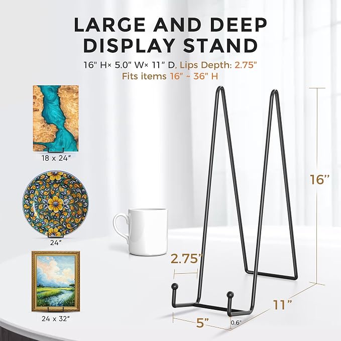 TR-LIFE 16 Inch Black Metal Plate Stand - Image 3