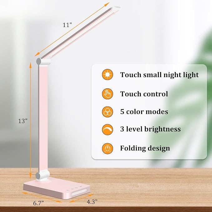 LED Desk Lamp with USB Ports, Touch Desk Lamps - Image 3